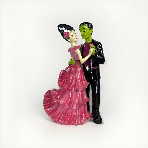 Bride of Frankenstein & Mr and Mrs Frankenstein Dancing Figurine Halloween Decor - Picture 1 of 11